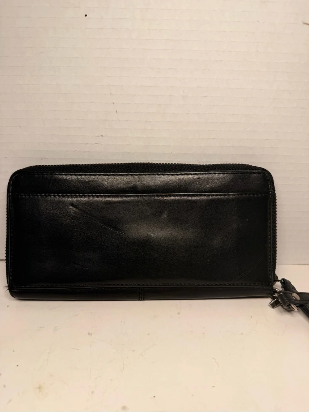 Lucky Brand Genuine Leather Black Zip-Around Wristlet Wallet